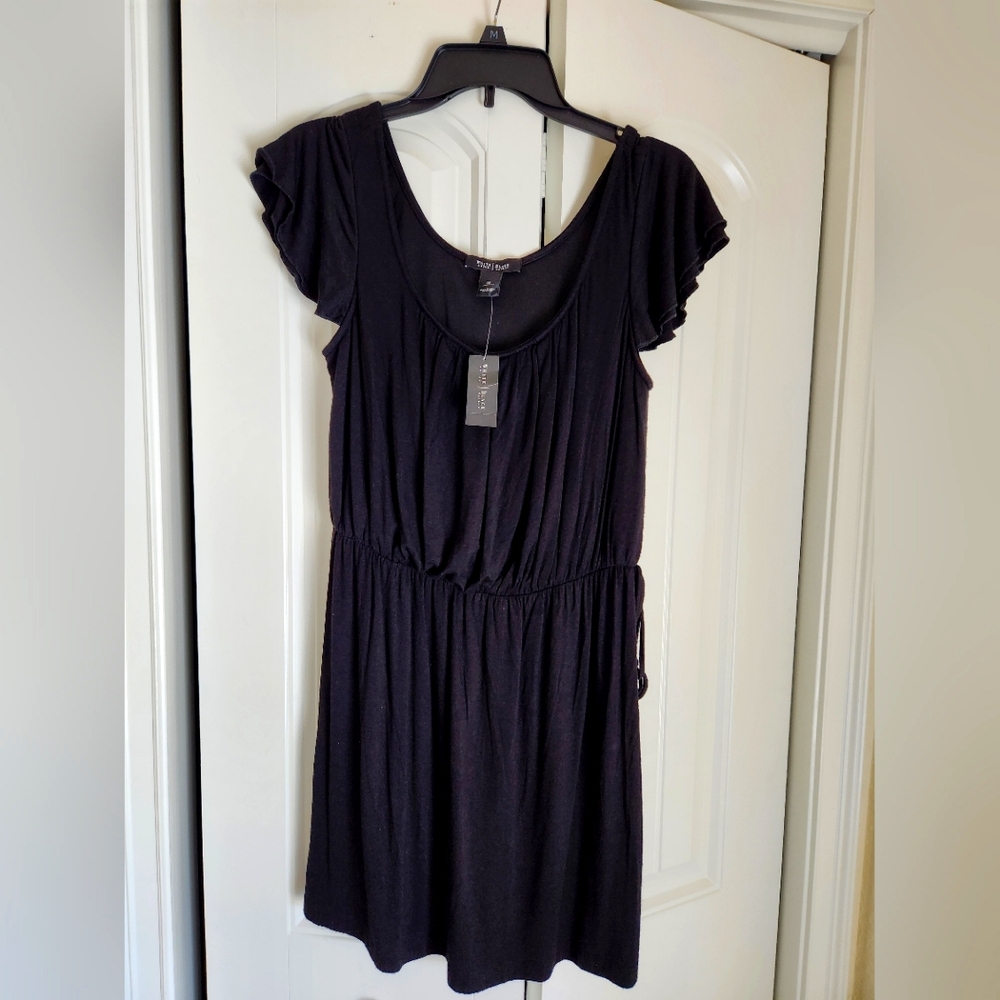 White House Black Market Long Scoopneck Flutter Sleeve Tunic Top SzM NEW